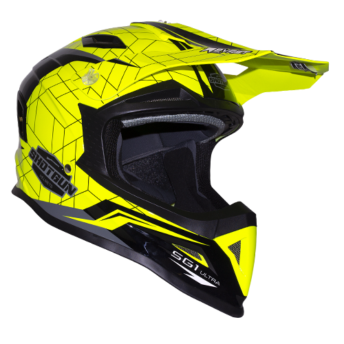 Sg1 Ultra Shotgun Gloss Neon Yellow Helmet - Bikerr