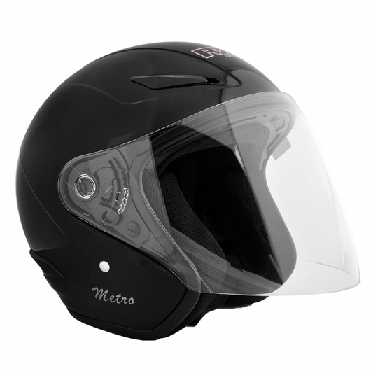 Metro Gloss Black Helmet - Bikerr