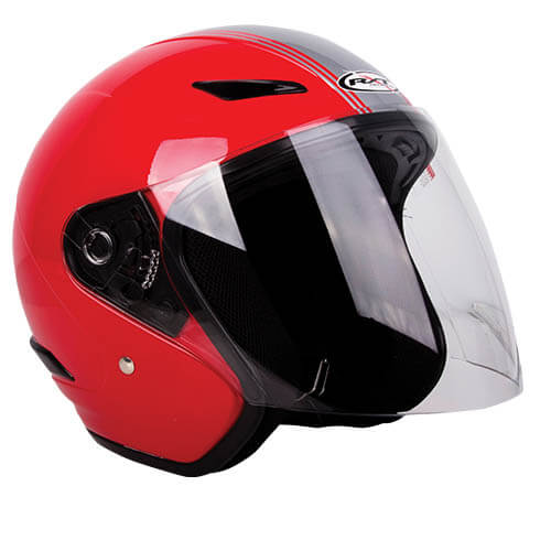 Metro Retro Red Silver Helmet - Bikerr