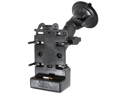 RAP-B-166-CO5PU :: RAM Composite Twist-Lockâ„¢ Suction Cup Mount with Universal Powered Cradle for HP iPaq - Bikerr